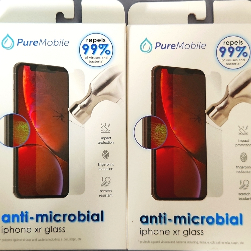 PureMobile iPhone XR Anti Microbial Invisible Shield Glass 2 Pack
